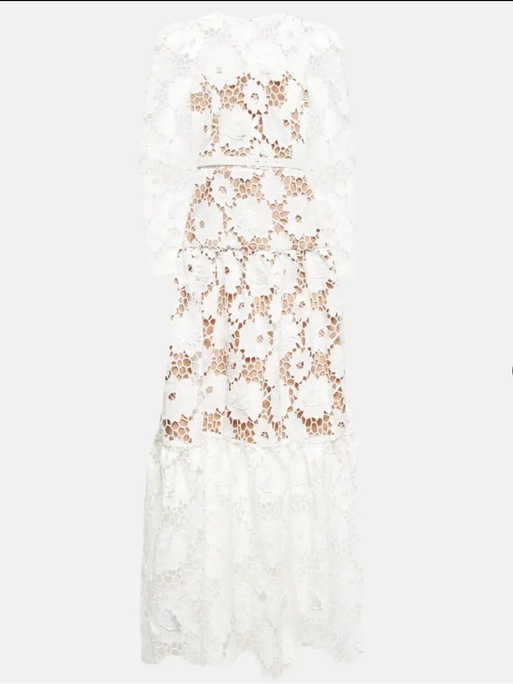 Self Portrait White 3D Maxi Floral Lace Dress Size 2 - Picture 5 of 13